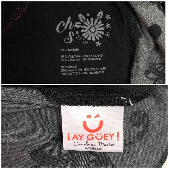 AY Guey Mexicans Skull Print Sheer Long-sleeve Shirt Black Size S New with Tags - Picture 6 of 8